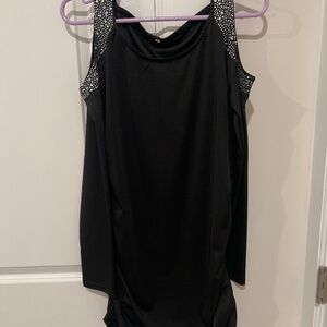 Cold shoulder gem long sleeve blouse